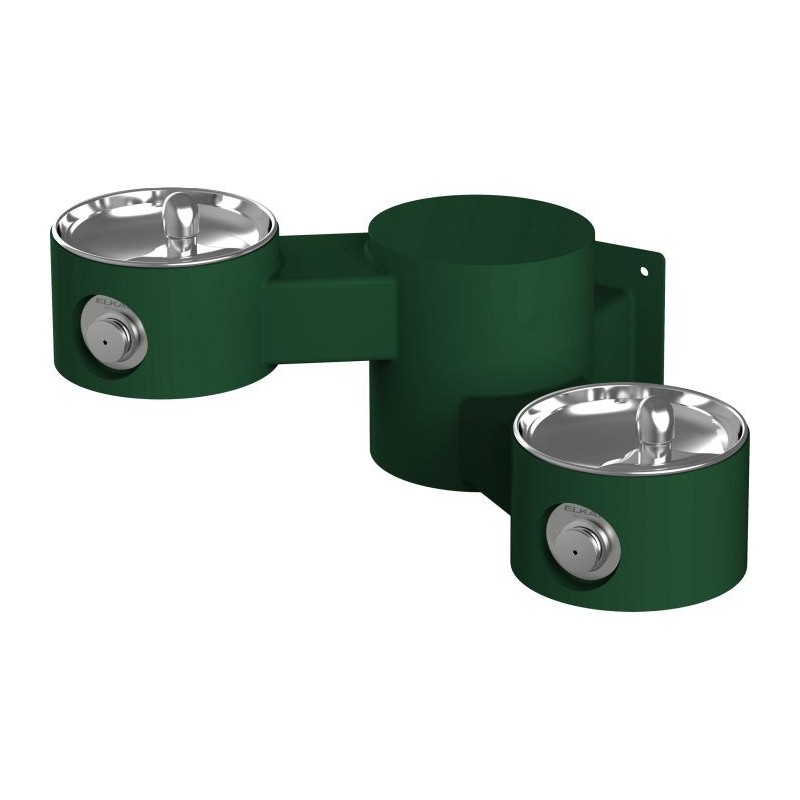 Вуличний дворівневий настінний питний фонтанчик без фільтраціі та охолодження UDF3202 - Зелений