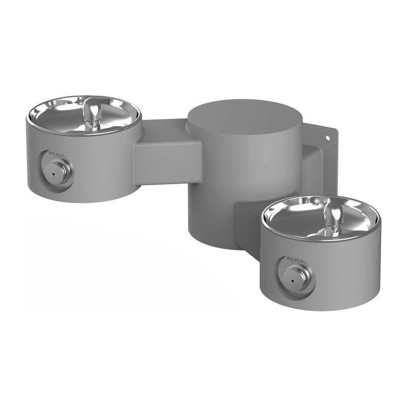 Вуличний дворівневий настінний питний фонтанчик без фільтраціі та охолодження UDF3202 - Сірий