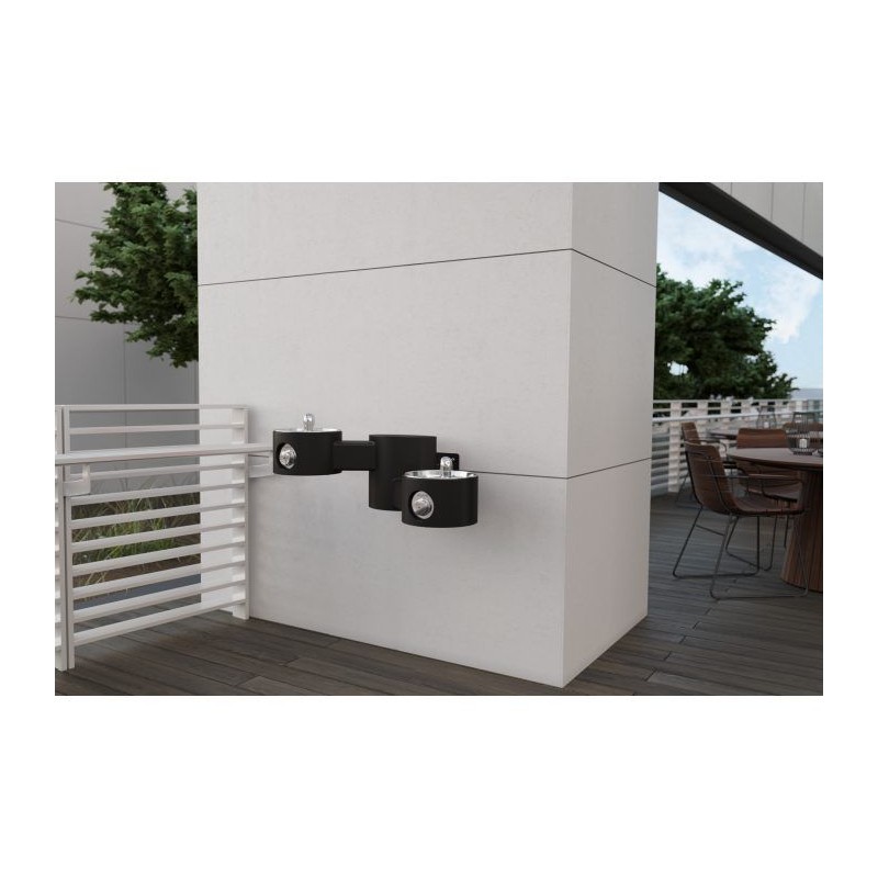 Вуличний дворівневий настінний питний фонтанчик без фільтраціі та охолодження UDF3202 - Чорний