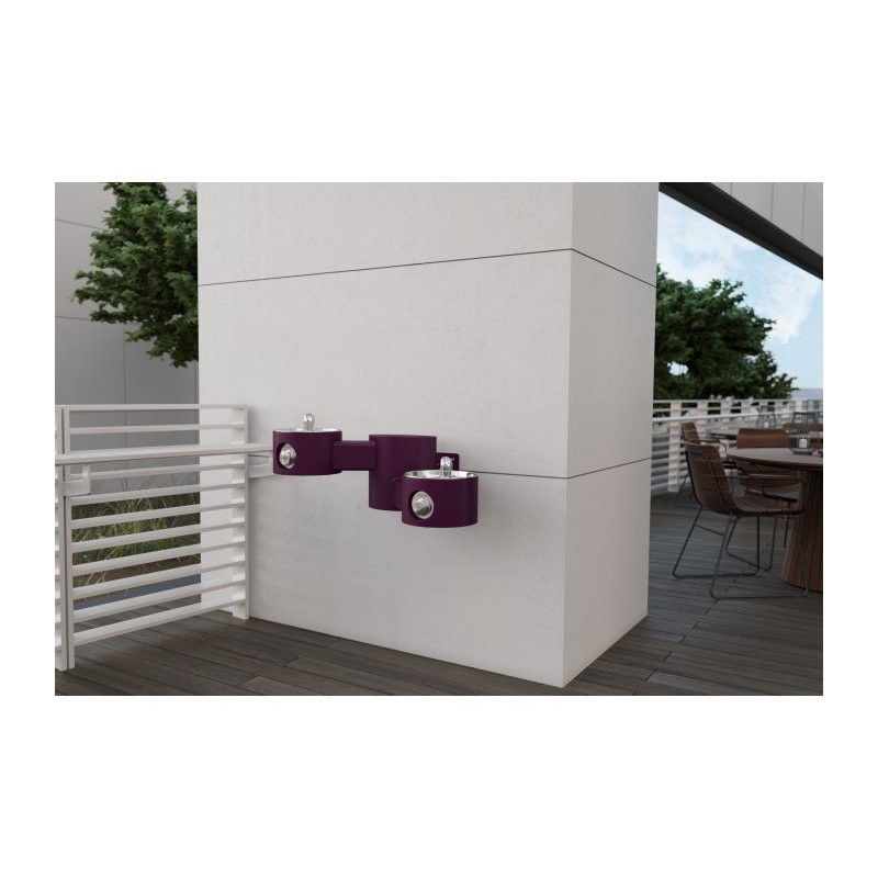 Вуличний дворівневий настінний питний фонтанчик без фільтраціі та охолодження UDF3202 - Фіолетовий