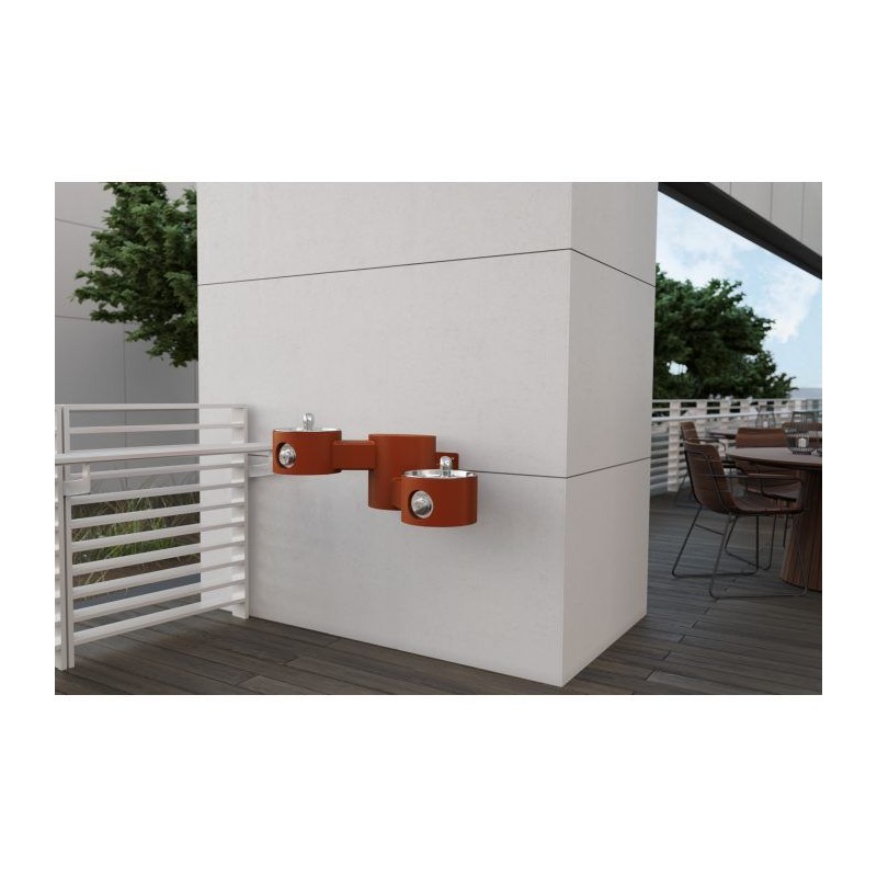 Вуличний дворівневий настінний питний фонтанчик без фільтраціі та охолодження UDF3202 - Теракотовий