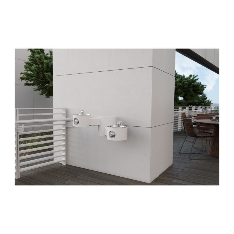 Вуличний дворівневий настінний питний фонтанчик без фільтраціі та охолодження UDF3202 - Білий