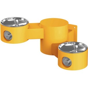 Вуличний дворівневий настінний питний фонтанчик без фільтраціі та охолодження UDF3202 - Жовтий