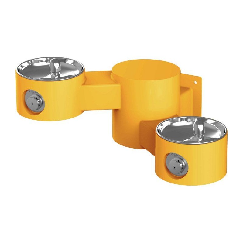 Вуличний дворівневий настінний питний фонтанчик без фільтраціі та охолодження UDF3202 - Жовтий