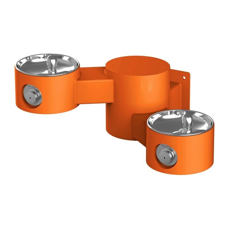 Вуличний дворівневий настінний питний фонтанчик без фільтраціі та охолодження UDF3202 - Помаранчевий