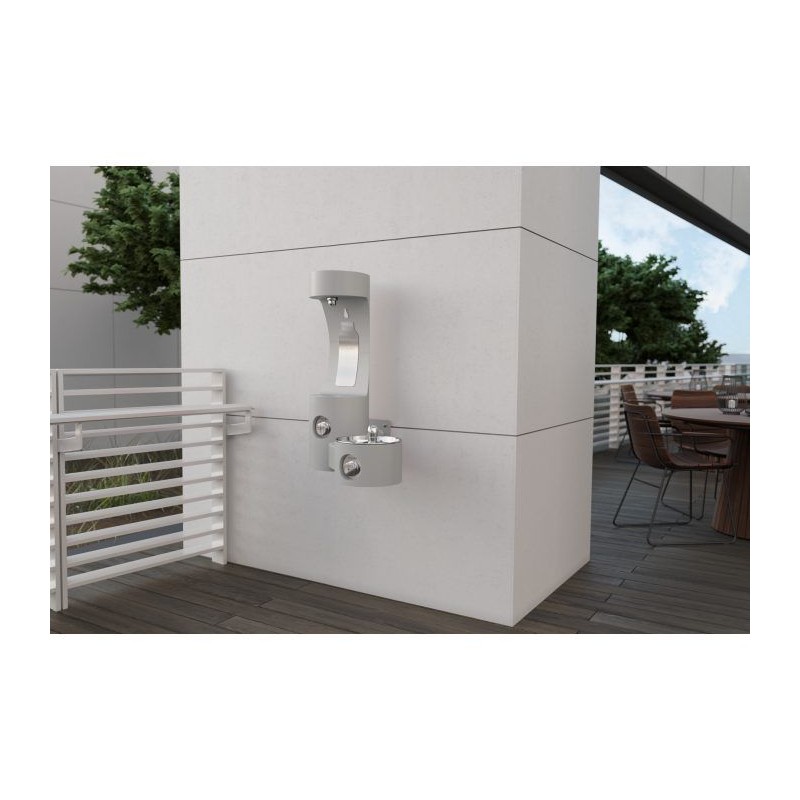 Вуличний настінний питний фонтанчик зі станцією набору пляшки UDF3201H2OS - Сірий