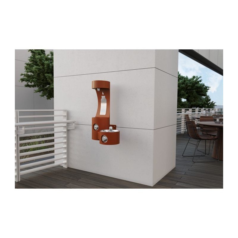 Вуличний настінний питний фонтанчик зі станцією набору пляшки UDF3201H2OS - Теракотовий