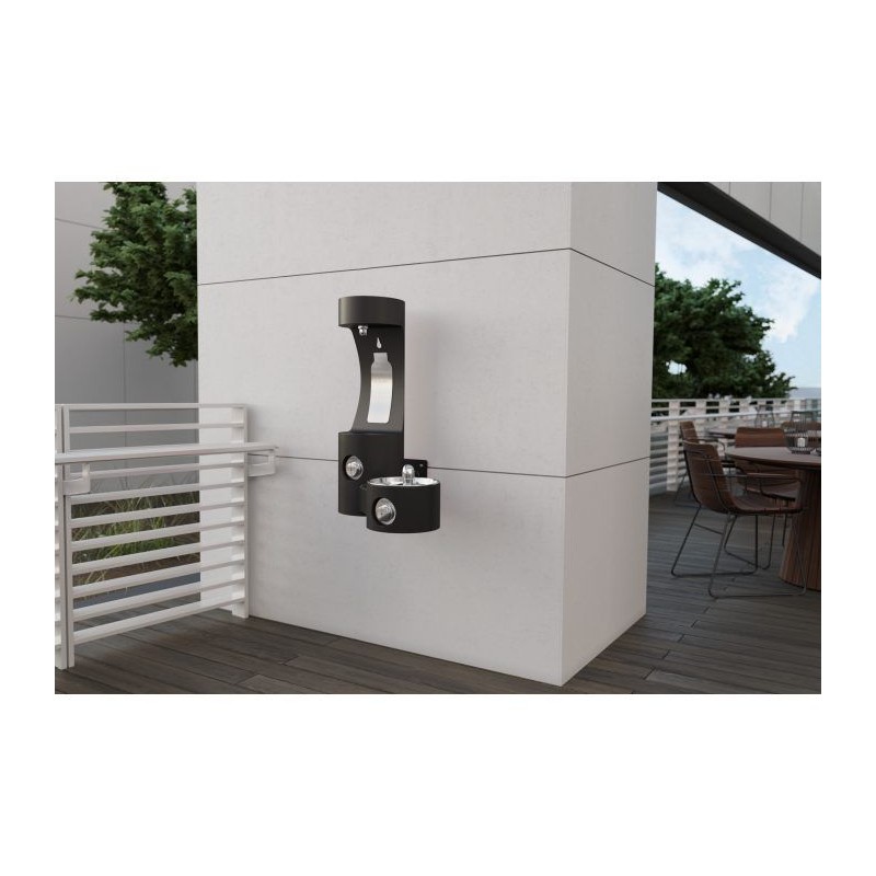 Вуличний настінний питний фонтанчик зі станцією набору пляшки UDF3201H2OS - Чорний