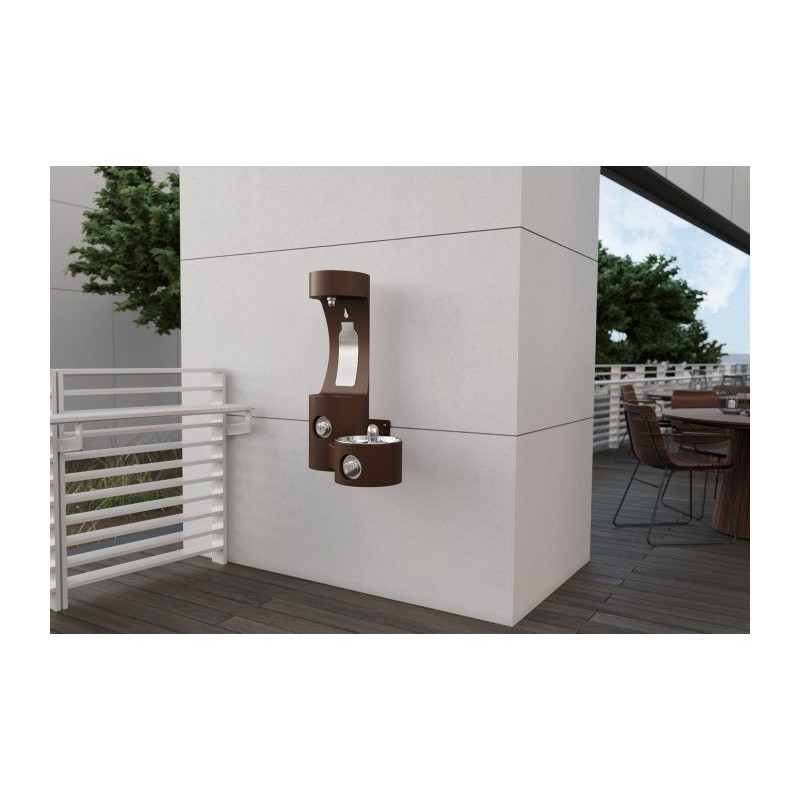 Вуличний настінний питний фонтанчик зі станцією набору пляшки UDF3201H2OS - Коричневий