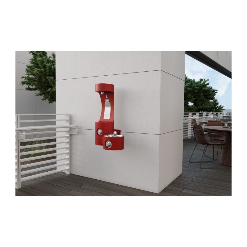 Вуличний настінний питний фонтанчик зі станцією набору пляшки UDF3201H2OS - Червоний