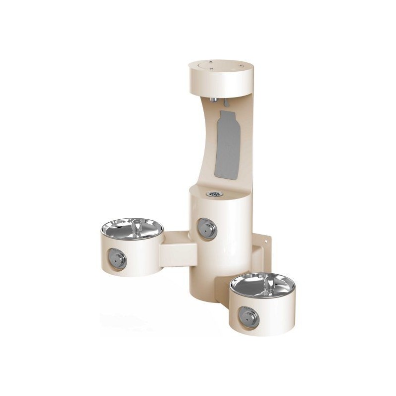 Вуличний настінний дворівневий питний фонтанчик зі станцією налива пляшки UDF3202H2OS без фільтраціі та охолодження - Бежевий