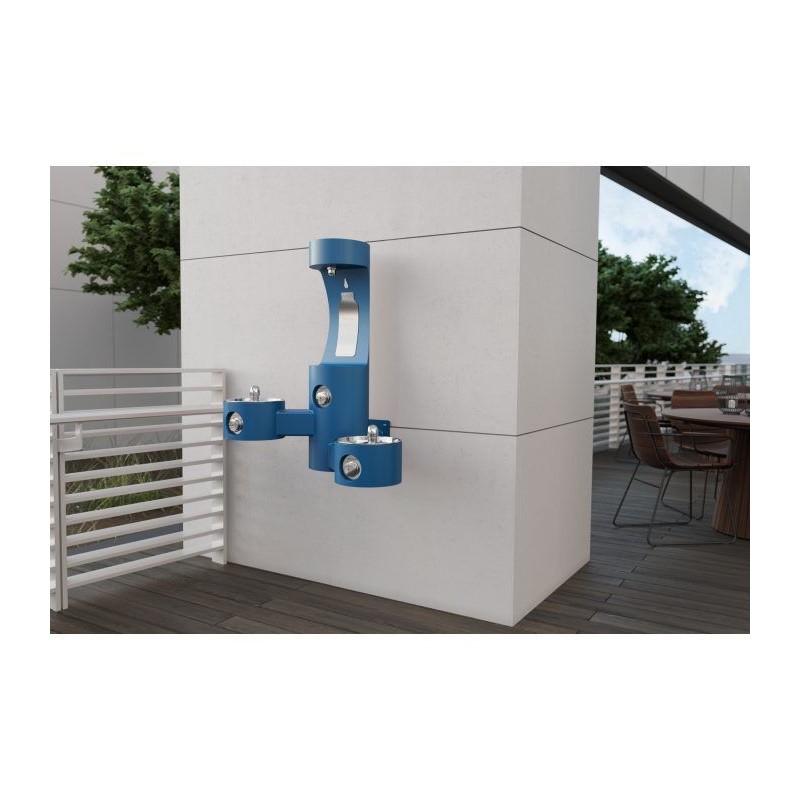 Вуличний настінний дворівневий питний фонтанчик зі станцією налива пляшки UDF3202H2OS без фільтраціі та охолодження - Синій