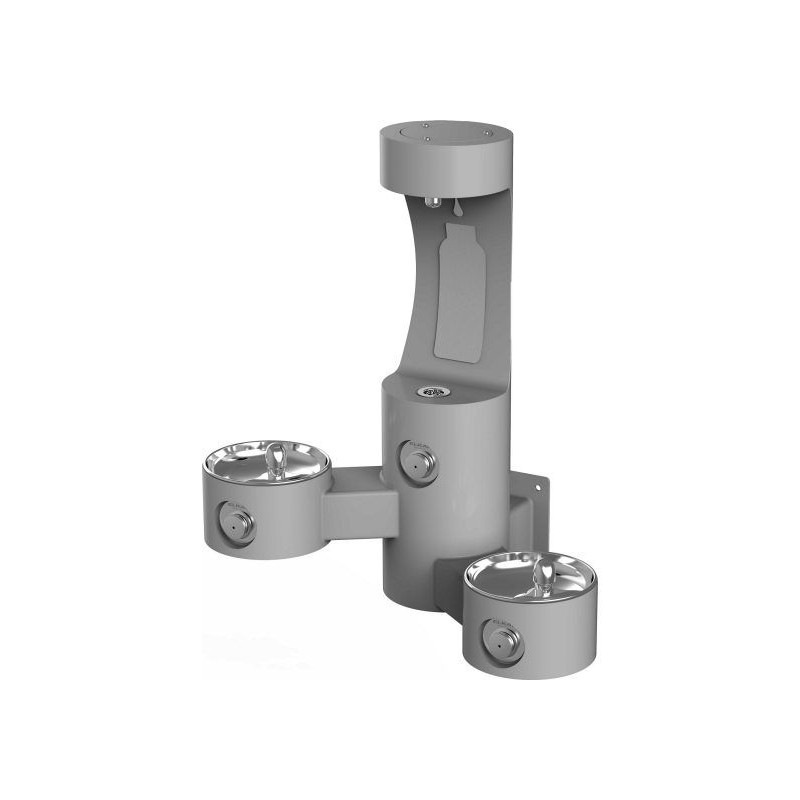 Вуличний настінний дворівневий питний фонтанчик зі станцією налива пляшки UDF3202H2OS без фільтраціі та охолодження - Сірий