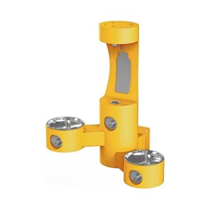 Вуличний настінний дворівневий питний фонтанчик зі станцією налива пляшки UDF3202H2OS без фільтраціі та охолодження - Жовтий