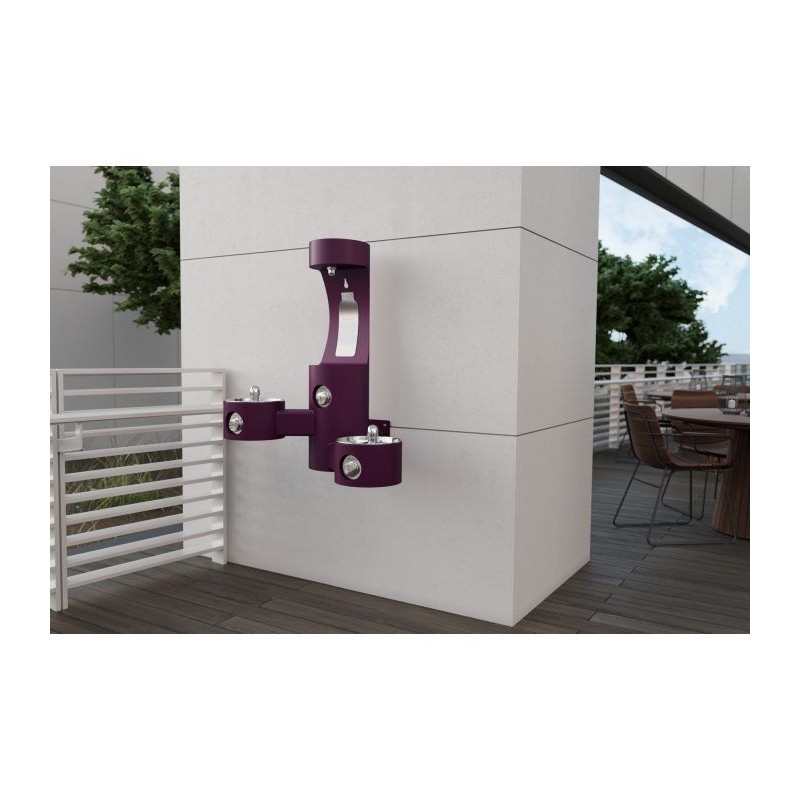 Вуличний настінний дворівневий питний фонтанчик зі станцією налива пляшки UDF3202H2OS без фільтраціі та охолодження - Фіолетовий