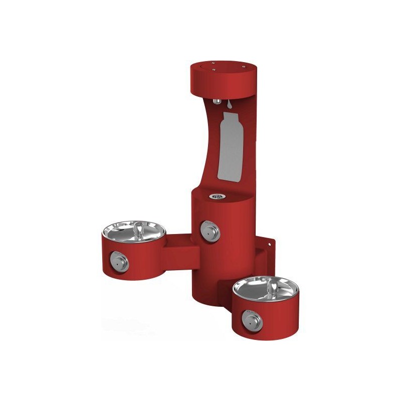 Вуличний настінний дворівневий питний фонтанчик зі станцією налива пляшки UDF3202H2OS без фільтраціі та охолодження - Червоний