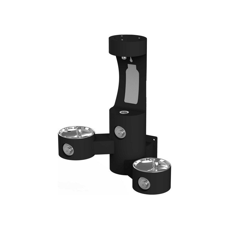 Вуличний настінний дворівневий питний фонтанчик зі станцією налива пляшки UDF3202H2OS без фільтраціі та охолодження - Чорний