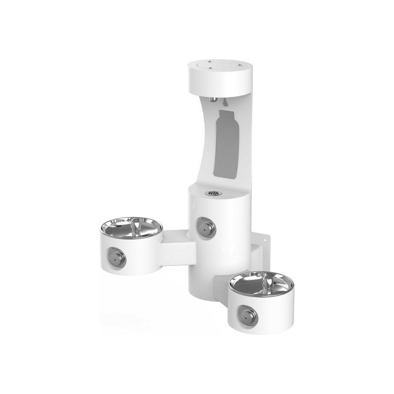 Вуличний настінний дворівневий питний фонтанчик зі станцією налива пляшки UDF3202H2OS без фільтраціі та охолодження - Білий