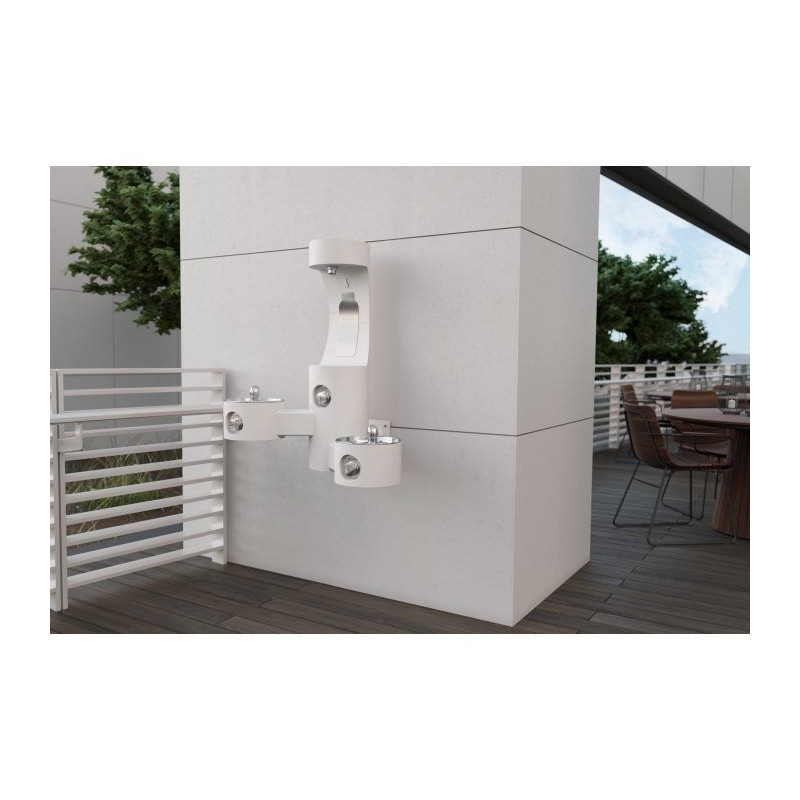 Вуличний настінний дворівневий питний фонтанчик зі станцією налива пляшки UDF3202H2OS без фільтраціі та охолодження - Білий