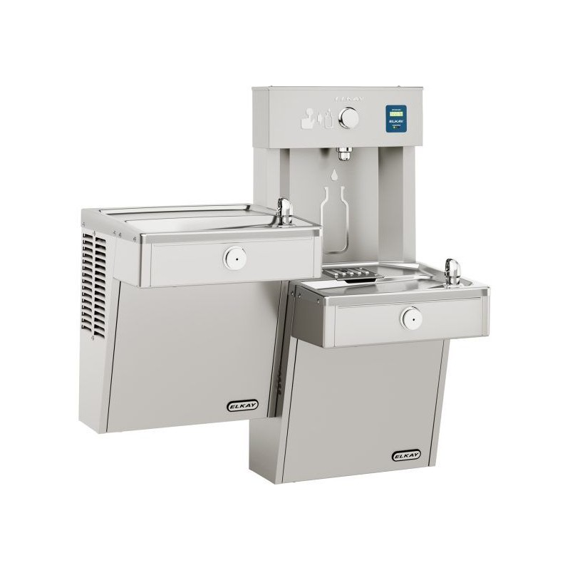 Дворівневий фонтанчик зі станцією набора пляшки Elkay ezH2O з фільтром та охолодженням.