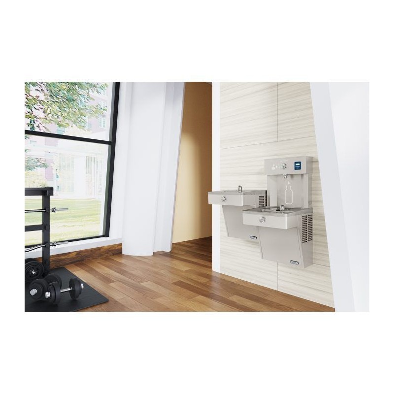 Дворівневий фонтанчик зі станцією набора пляшки Elkay ezH2O з фільтром та охолодженням.