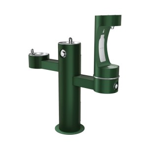 Вуличний трирівневий питний фонтанчик зі станцією набору пляшок з фільтрацією, без охолодження UDF3312RH2OS - Зелений