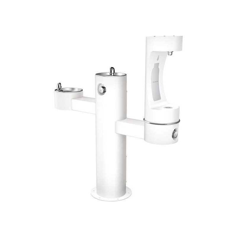 Вуличний трирівневий питний фонтанчик зі станцією набору пляшок з фільтрацією, без охолодження UDF3312RH2OS - Білий