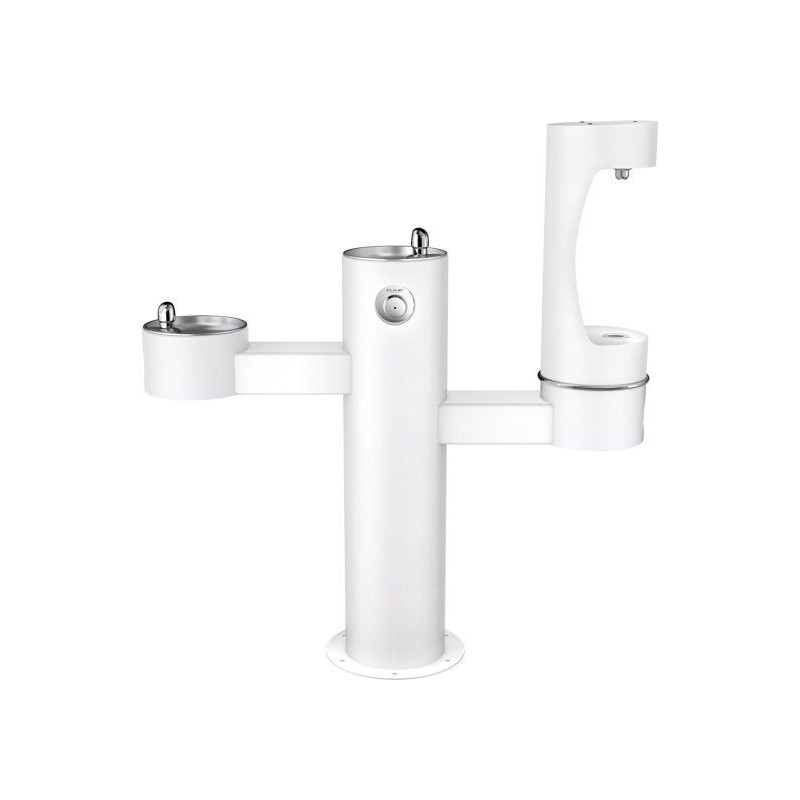 Вуличний трирівневий питний фонтанчик зі станцією набору пляшок з фільтрацією, без охолодження UDF3312RH2OS - Білий