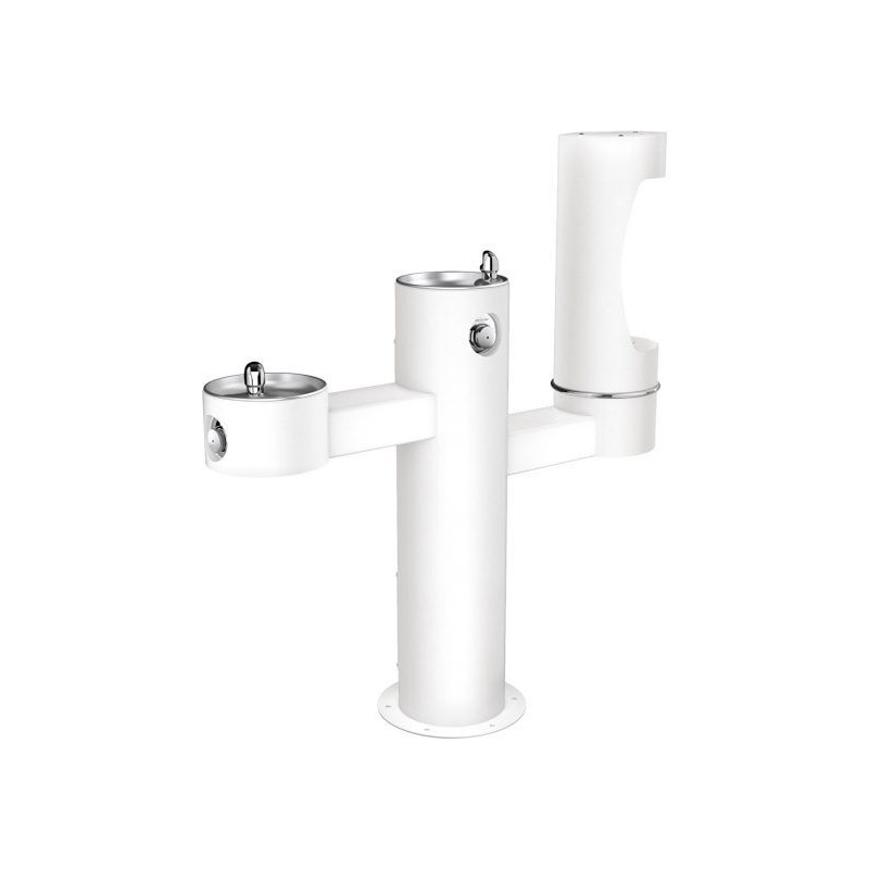 Вуличний трирівневий питний фонтанчик зі станцією набору пляшок з фільтрацією, без охолодження UDF3312RH2OS - Білий