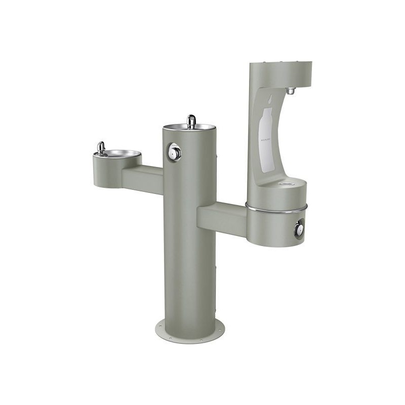 Вуличний трирівневий питний фонтанчик зі станцією набору пляшок з фільтрацією, без охолодження UDF3312RH2OS - Сірий