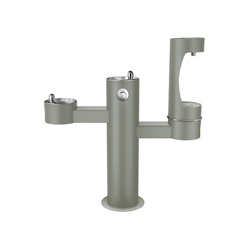 Вуличний трирівневий питний фонтанчик зі станцією набору пляшок з фільтрацією, без охолодження UDF3312RH2OS - Сірий