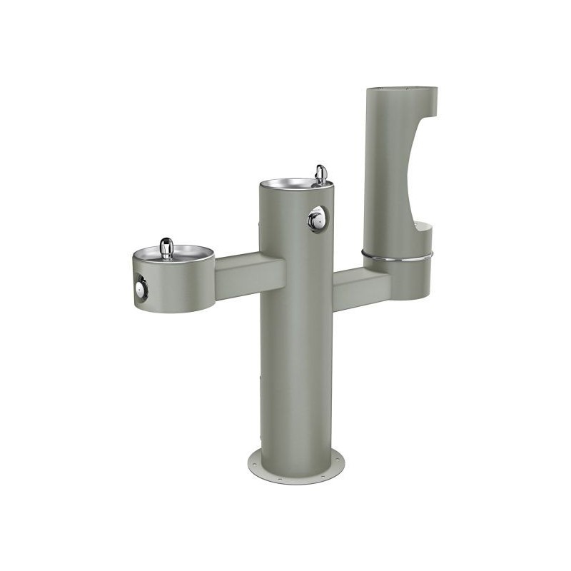 Вуличний трирівневий питний фонтанчик зі станцією набору пляшок з фільтрацією, без охолодження UDF3312RH2OS - Сірий