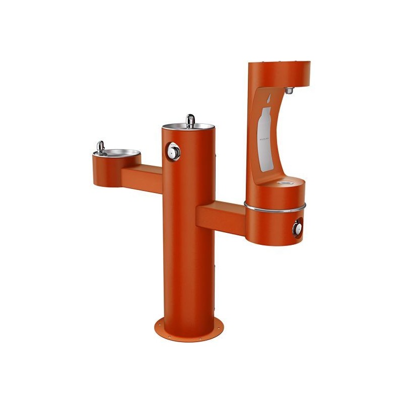 Вуличний трирівневий питний фонтанчик зі станцією набору пляшок з фільтрацією, без охолодження UDF3312RH2OS - Теракотовий