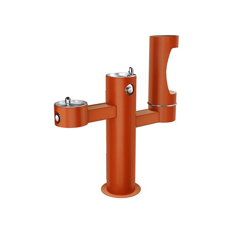 Вуличний трирівневий питний фонтанчик зі станцією набору пляшок з фільтрацією, без охолодження UDF3312RH2OS - Теракотовий