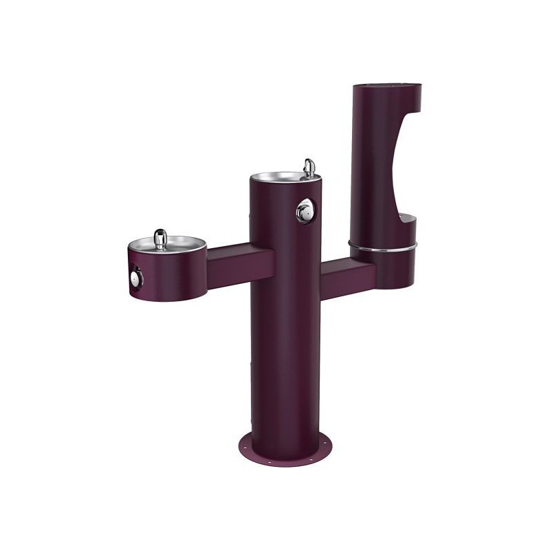 Вуличний трирівневий питний фонтанчик зі станцією набору пляшок з фільтрацією, без охолодження UDF3312RH2OS - Фіолетовий