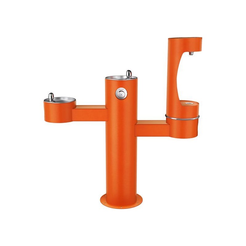 Вуличний трирівневий питний фонтанчик зі станцією набору пляшок з фільтрацією, без охолодження UDF3312RH2OS - Помаранчевий