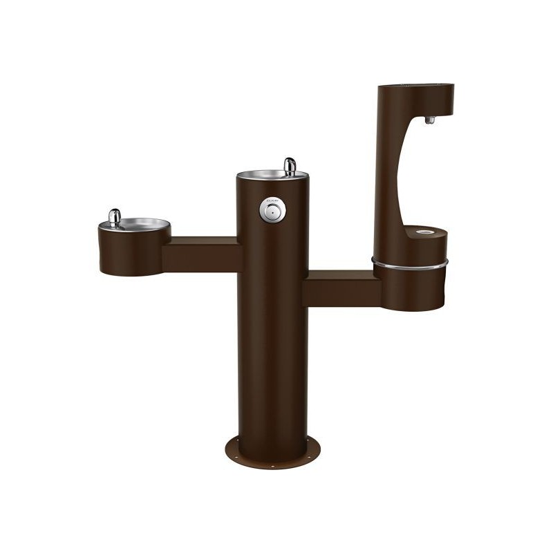 Вуличний трирівневий питний фонтанчик зі станцією набору пляшок з фільтрацією, без охолодження UDF3312RH2OS - Коричневий