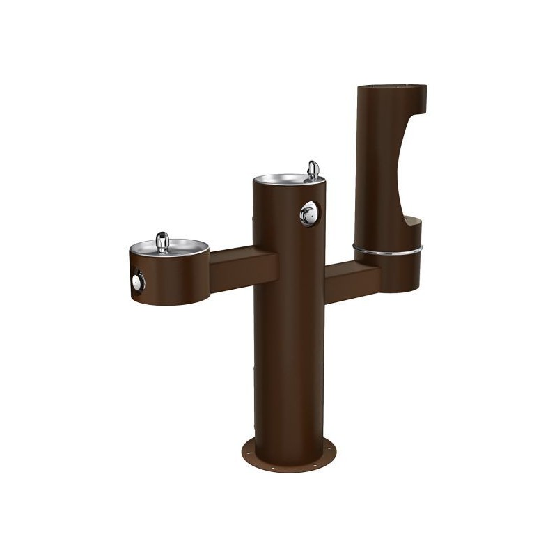 Вуличний трирівневий питний фонтанчик зі станцією набору пляшок з фільтрацією, без охолодження UDF3312RH2OS - Коричневий
