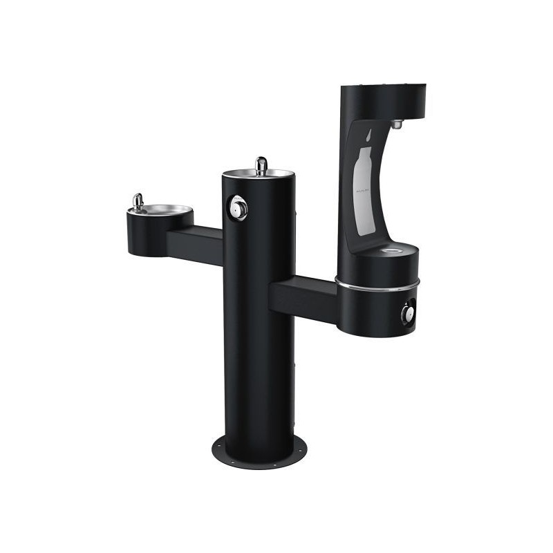 Вуличний трирівневий питний фонтанчик зі станцією набору пляшок з фільтрацією, без охолодження UDF3312RH2OS - Чорний