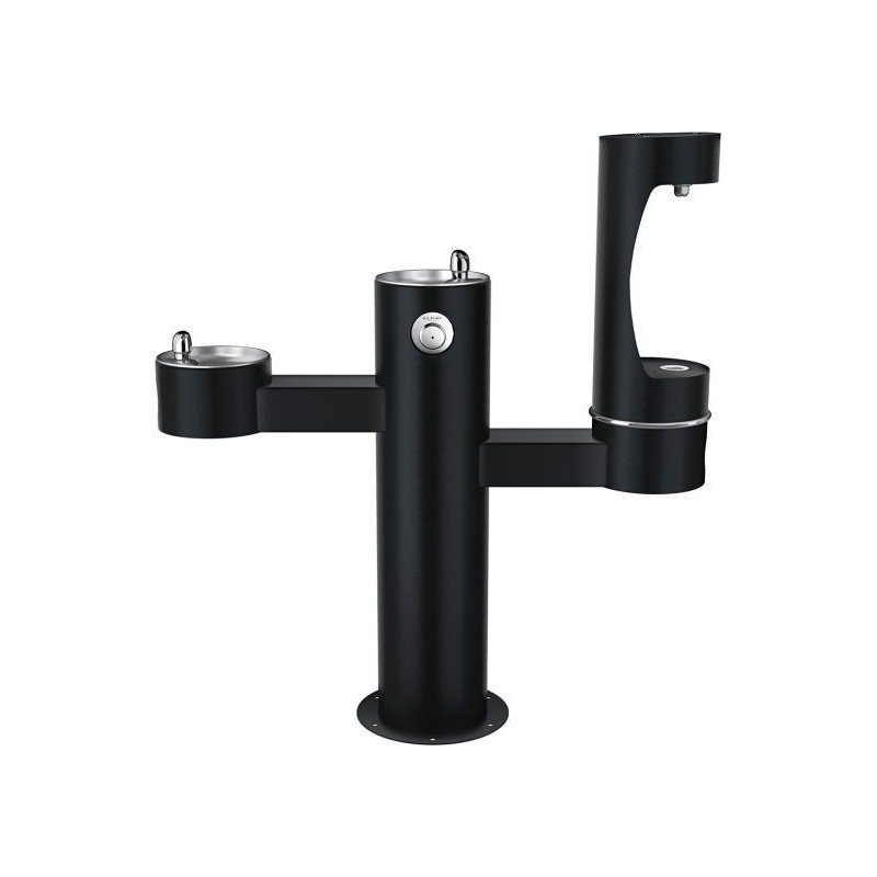 Вуличний трирівневий питний фонтанчик зі станцією набору пляшок з фільтрацією, без охолодження UDF3312RH2OS - Чорний