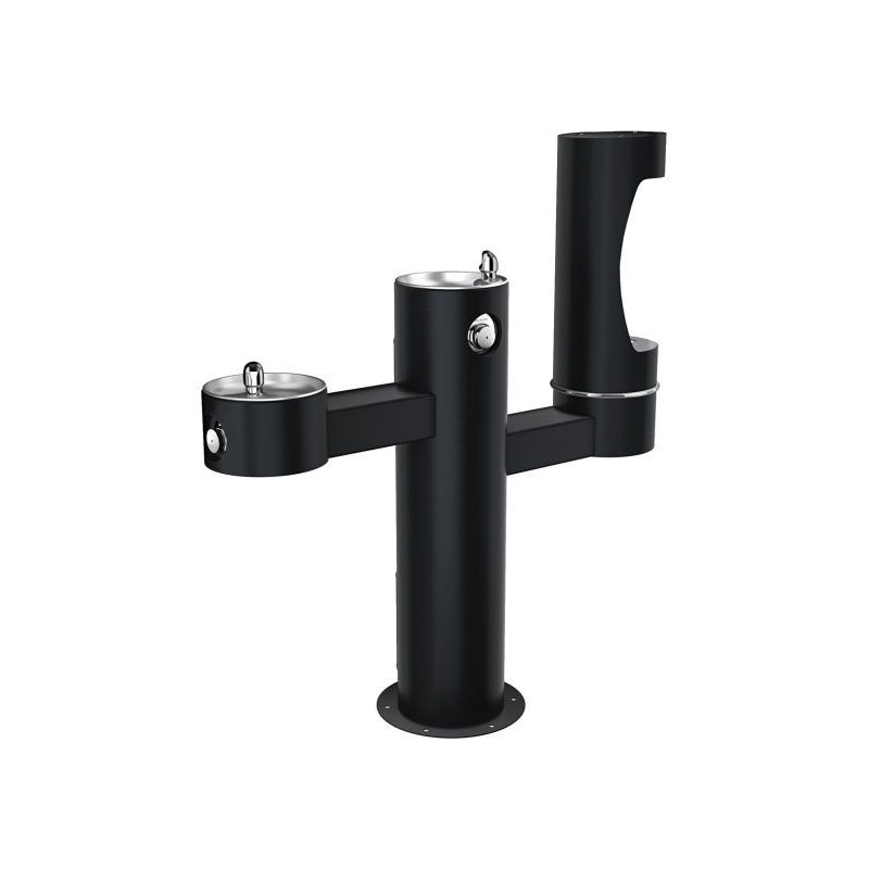 Вуличний трирівневий питний фонтанчик зі станцією набору пляшок з фільтрацією, без охолодження UDF3312RH2OS - Чорний