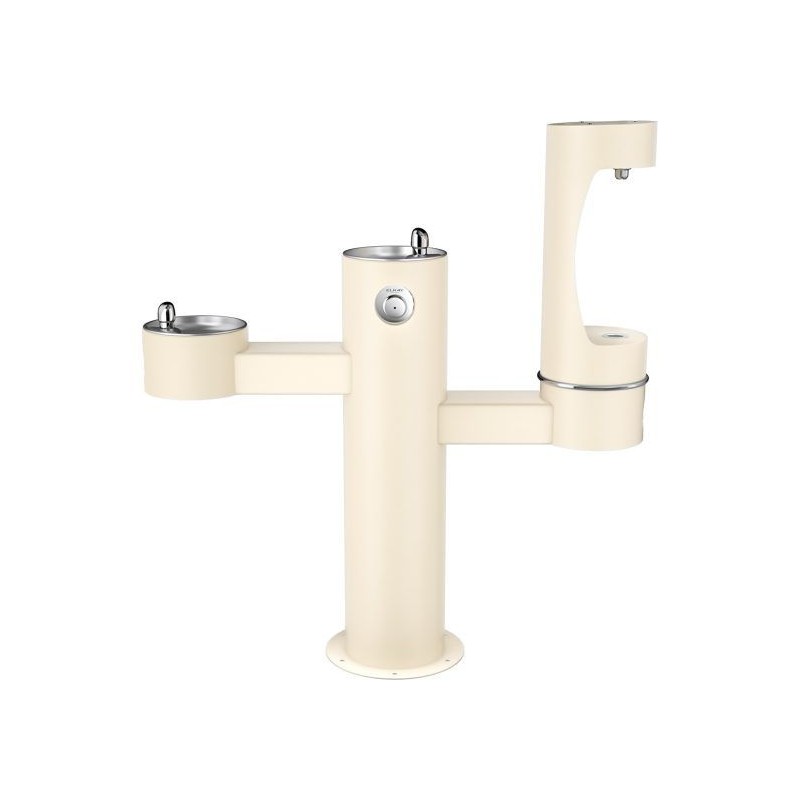 Вуличний трирівневий питний фонтанчик зі станцією набору пляшок з фільтрацією, без охолодження UDF3312RH2OS - Бежевий