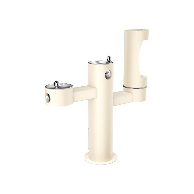 Вуличний трирівневий питний фонтанчик зі станцією набору пляшок з фільтрацією, без охолодження UDF3312RH2OS - Бежевий