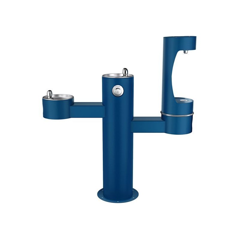Вуличний трирівневий питний фонтанчик зі станцією набору пляшок з фільтрацією, без охолодження UDF3312RH2OS - Синій