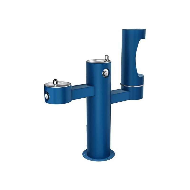 Вуличний трирівневий питний фонтанчик зі станцією набору пляшок з фільтрацією, без охолодження UDF3312RH2OS - Синій