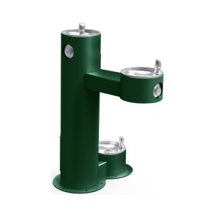 Вуличний дворівневий питний фонтанчик зі станцією для тварин, з фільтрациєю, без охолодження UDF3312Z - Зелений