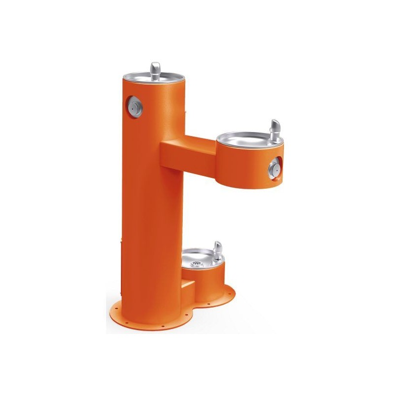 Вуличний дворівневий питний фонтанчик зі станцією для тварин, з фільтрациєю, без охолодження UDF3312Z - Помаранчевий