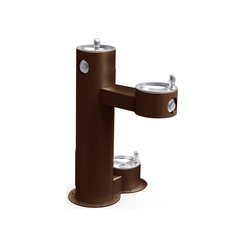 Вуличний дворівневий питний фонтанчик зі станцією для тварин, з фільтрациєю, без охолодження UDF3312Z - Коричневий