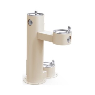 Вуличний дворівневий питний фонтанчик зі станцією для тварин, з фільтрациєю, без охолодження UDF3312Z - Бежевий