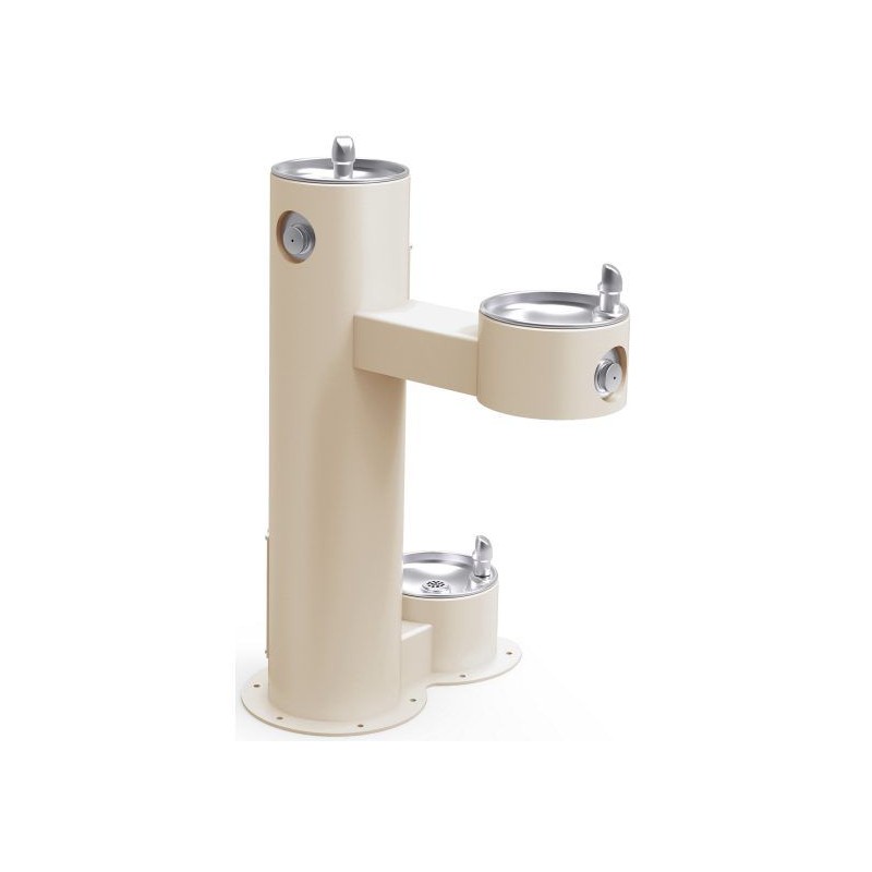 Вуличний дворівневий питний фонтанчик зі станцією для тварин, з фільтрациєю, без охолодження UDF3312Z - Бежевий